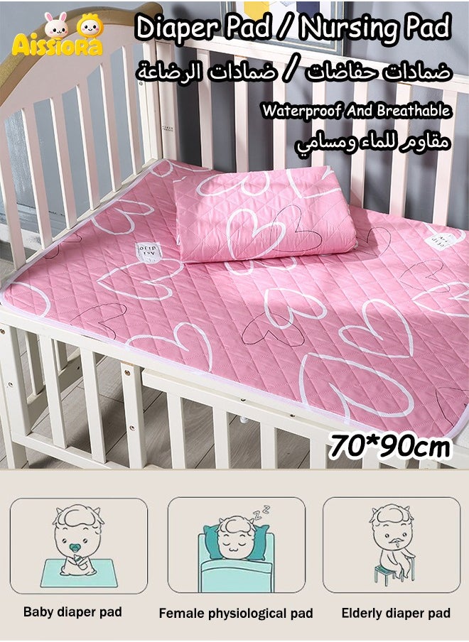 Aissiora Baby Waterproof Bed Pad Bed Wetting Pads Washable for Kids Toddler Potty Training Pads Baby Wateproof Pad Mat for Pack n Play/Crib/Mini Crib Reusable Incontinence Underpads for Kids/Adult/Pets  - Image 1