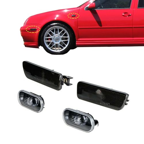 YUNHECAM Fender Bumper Side Marker Light Fit for Volkswagen 19992005 VW Jetta MK4 19992003 Golf MK4 Black Base Clear Lens Amber Lamp Housings OE 1J0 949 117 1J5 949 117 1JM 945 071 1JM 945 072 1 Pair - Image 1