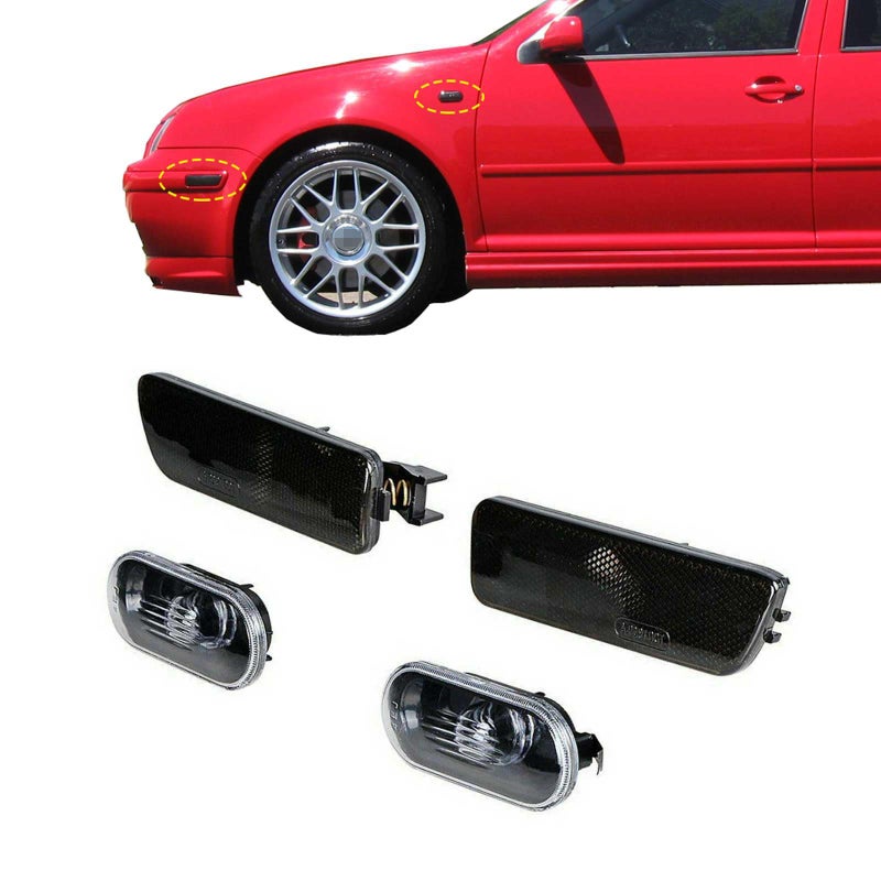 YUNHECAM Fender Bumper Side Marker Light Fit for Volkswagen 19992005 VW Jetta MK4 19992003 Golf MK4 Black Base Clear Lens Amber Lamp Housings OE 1J0 949 117 1J5 949 117 1JM 945 071 1JM 945 072 1 Pair - Image 2