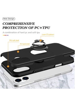 X-level Case Cover for iPhone 16,360 Degree Rotation Magnetic Metal Finger Ring Holder,Kickstand Magnet Car Mount Holder Inner Silicone with Camera Protection Glossy Anti-Drop Hard Cover - Black  - Image 2