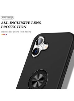 X-level Case Cover for iPhone 16,360 Degree Rotation Magnetic Metal Finger Ring Holder,Kickstand Magnet Car Mount Holder Inner Silicone with Camera Protection Glossy Anti-Drop Hard Cover - Black  - Image 3
