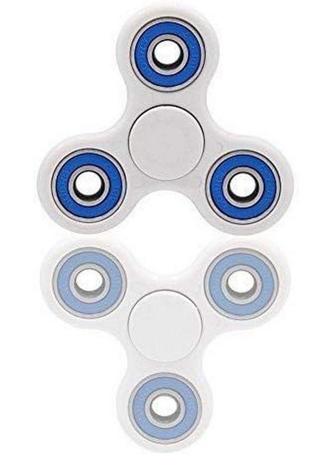 بريمسونس لعبة مكتب Premsons® Hand Spinner - لعبة تخفيف التوتر الحسي عالية السرعة بأصابع ناعمة للأطفال والكبار - هدية لحفلات أعياد الميلاد - أربعة محامل - محمل أبيض + أزرق - Image 3