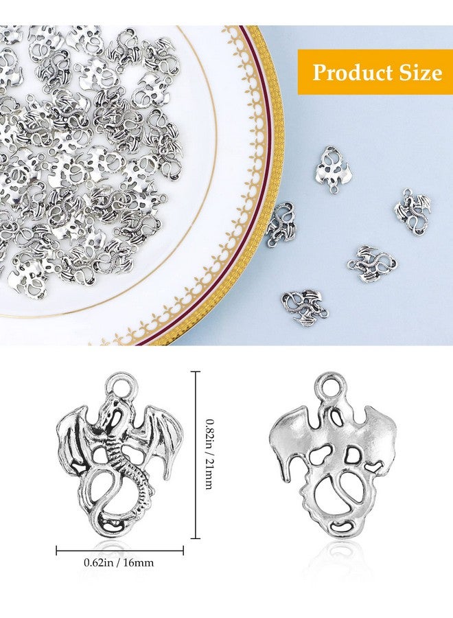 JIALEEY 50Pcs Dragon Charm Flying Courage Pendant For Diy Jewelry Making Necklace Bracelet Accessaries Antique Silver 21X16Mm - Image 2