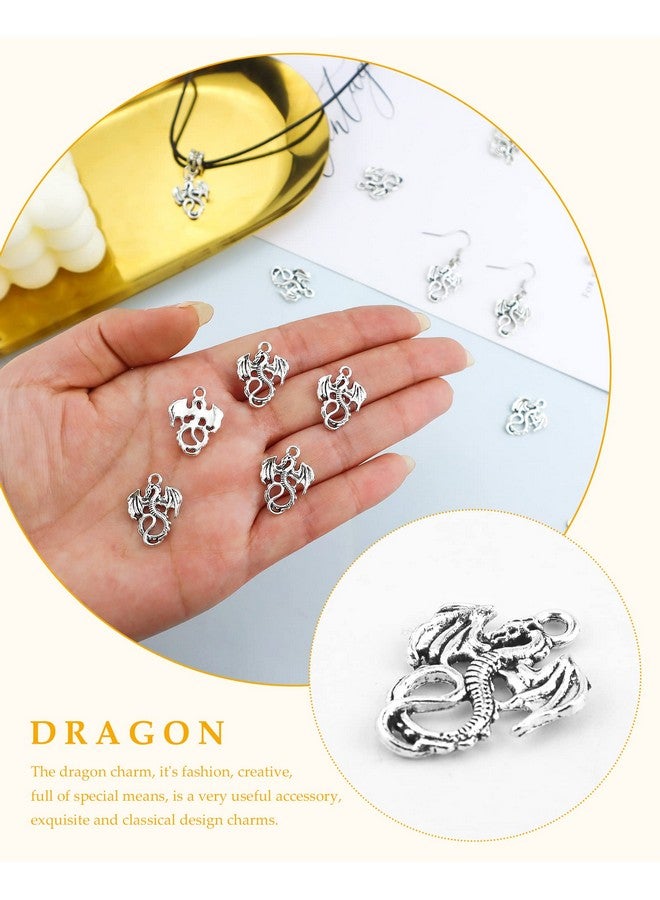 JIALEEY 50Pcs Dragon Charm Flying Courage Pendant For Diy Jewelry Making Necklace Bracelet Accessaries Antique Silver 21X16Mm - Image 4