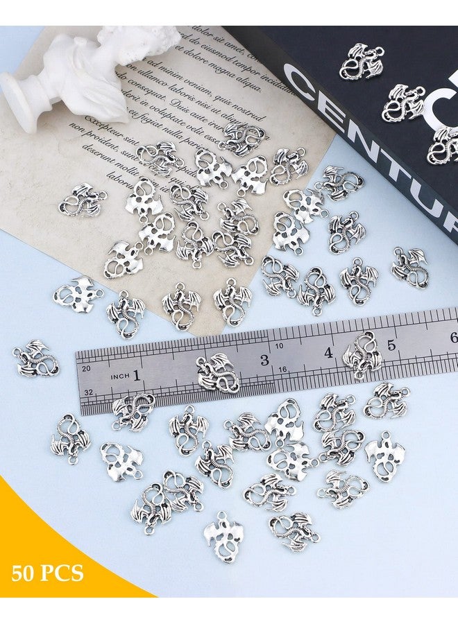 JIALEEY 50Pcs Dragon Charm Flying Courage Pendant For Diy Jewelry Making Necklace Bracelet Accessaries Antique Silver 21X16Mm - Image 3