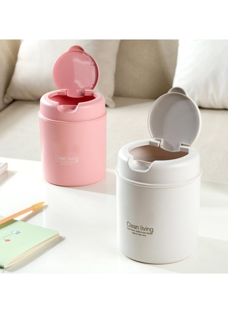 Clean Living Mini Desk Trash Can with Lid, Small Desktop Countertop Waste Basket Garbage Bin for Office Bathroom Vanity, Tabletop or Coffee Table Kitchen Storage (Pink)  - Image 2