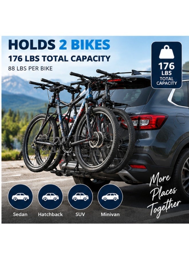 حامل دراجتين للسيارة قابل للطي مع تثبيت للعجلات مناسب للسيدان والهاتشباك والميني فان وSUV - Image 3
