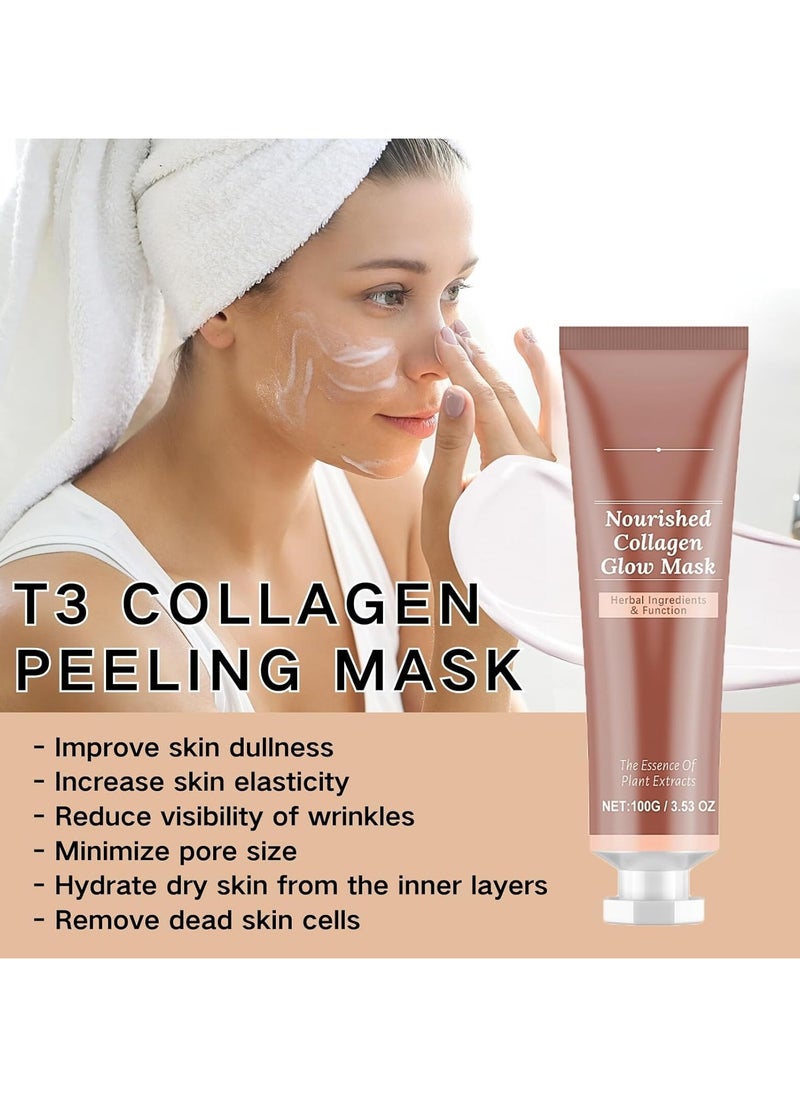 Hoygi - Collagen Glow Mask, Face Mask Skincare for Elasticity, Firmness, Collagen Peel off Mask, Glow Skin, Pore Tightening Infused, Hydrolyzed Collagen Mask(1pcs) - Image 1