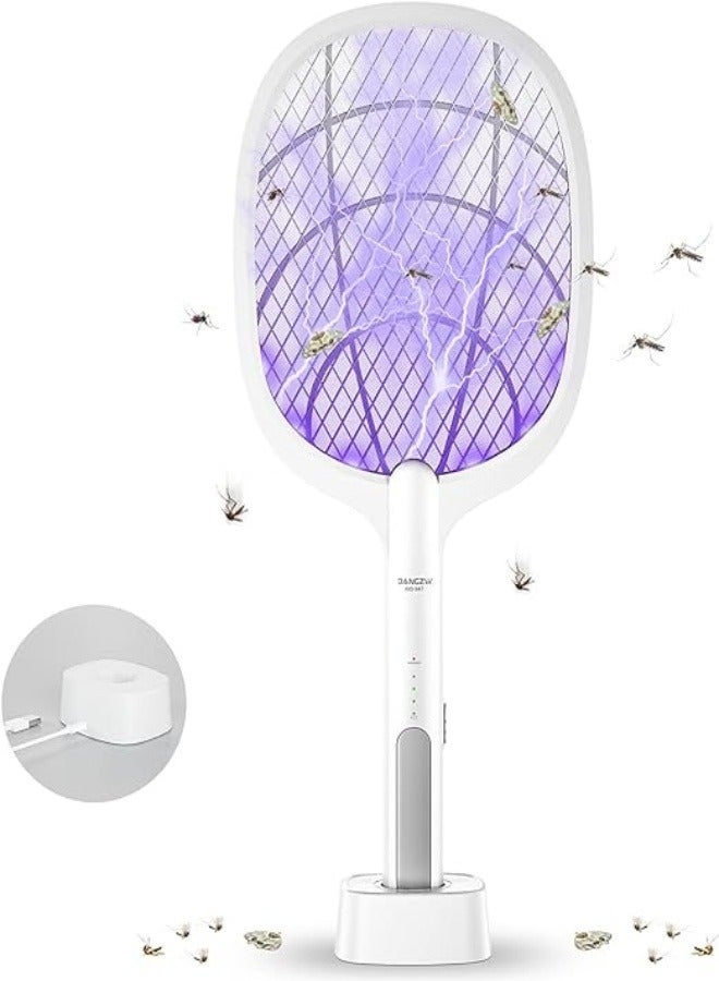 WEIDASI 3500V USB Rechargeable Electric Fly Swatter with Charging Base, LED Light Bug Zapper for Home & Outdoor Use, Mosquitoes, Flies, Bees & Moths Killer - Image 1