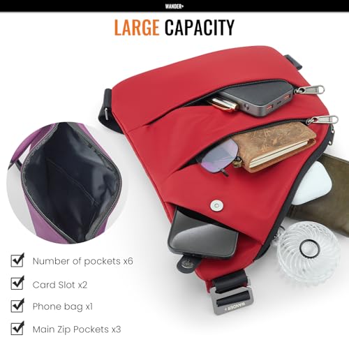 WANDER PLUS® Anti Theft Crossbody Travel Bag for Women Men, Multi-Pocket Crossbody Bag, Slim Sling Bag with Adjustable Strap, Black - Image 4