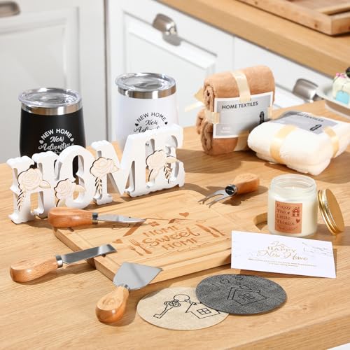 RimCereal Housewarming Gifts New House -19 Pcs Closing Gifts for Couple Friend Women Men Home Buyers, House Warming Basket for New Houses Apartment Kitchen Presents(White,Marbling) - Image 4