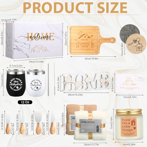 RimCereal Housewarming Gifts New House -19 Pcs Closing Gifts for Couple Friend Women Men Home Buyers, House Warming Basket for New Houses Apartment Kitchen Presents(White,Marbling) - Image 3