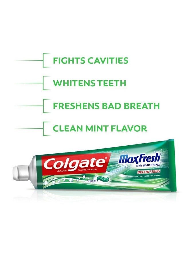 Colgate Max Fresh Whitening Toothpaste with Mini Breath Strips, Clean Mint - 6 ounce (2 Pack)