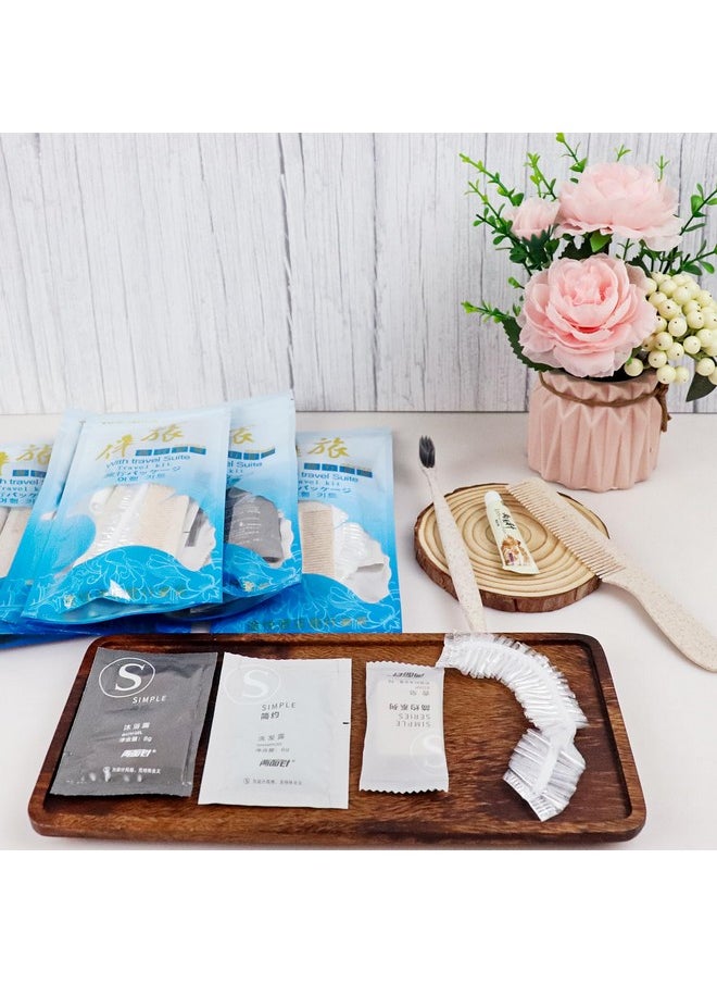 Lomgwumy Hygiene Kit, Hygiene Kit Bulk, Individually Packed, Travel Hygiene Kit With Toothbrush, Toothpaste, Comb, Shampoo, Shower Gel, Shower Cap And Soap, Home, Suitable For Hotel, Camping, Travel (PACK-25)  - Image 2