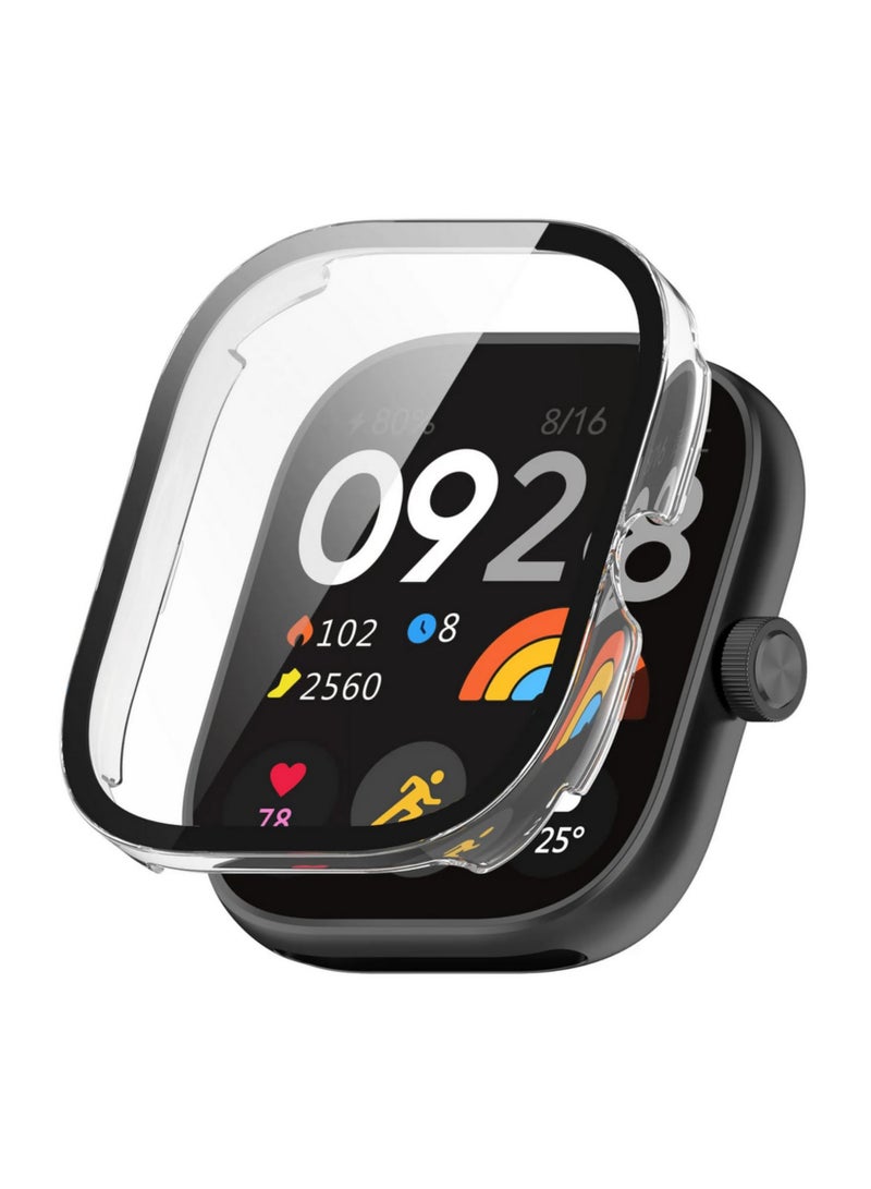 1 قطعة غطاء زجاجي لساعة شاومي ريدمي ووتش 4، ملحق حماية شامل من البولي كربونات مع حامي شاشة لساعة مى ريدمي ووتش 4، مقاوم للصدمات والسقوط، سهل التركيب مع حساسية لمس ممتازة - Image 1