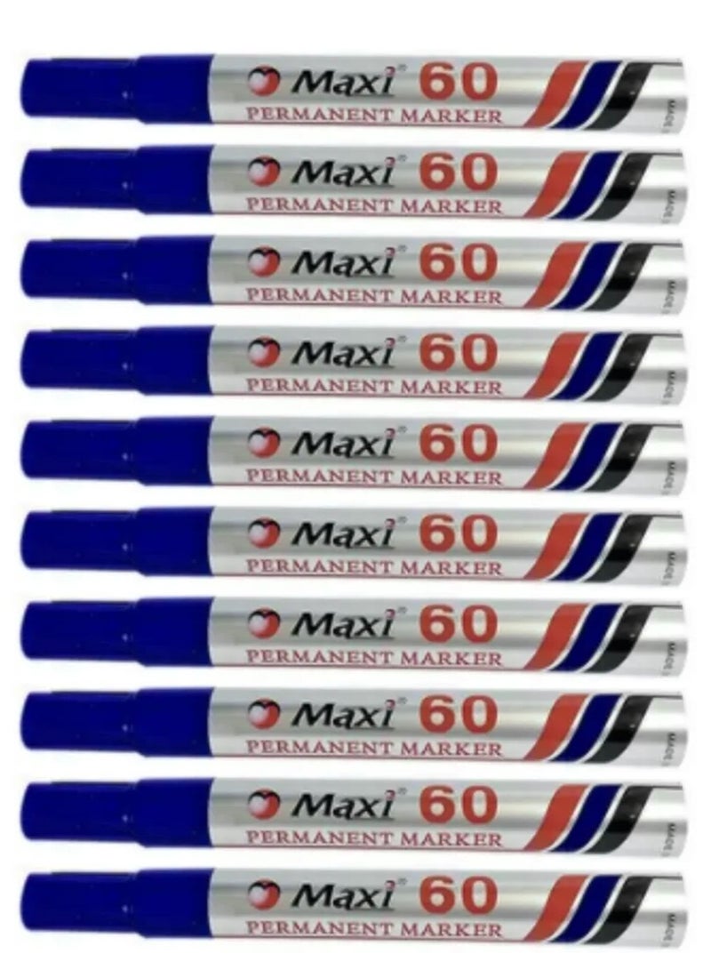Maxi 10-Piece Permanent Marker Bullet Tip Blue Ink - Image 1