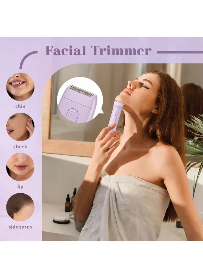مقطع البيكيني وإزالة شعر الوجه للسيدات - حلاقة كهربائية مع مقطع شعر مزدوج الاستخدام مزدوج الرأس ، IPX7 مقاوم للماء حلاقة رطبة جافة للساقين والذراعين والذراعين وأجزاء الجسم (أرجواني) - Image 5