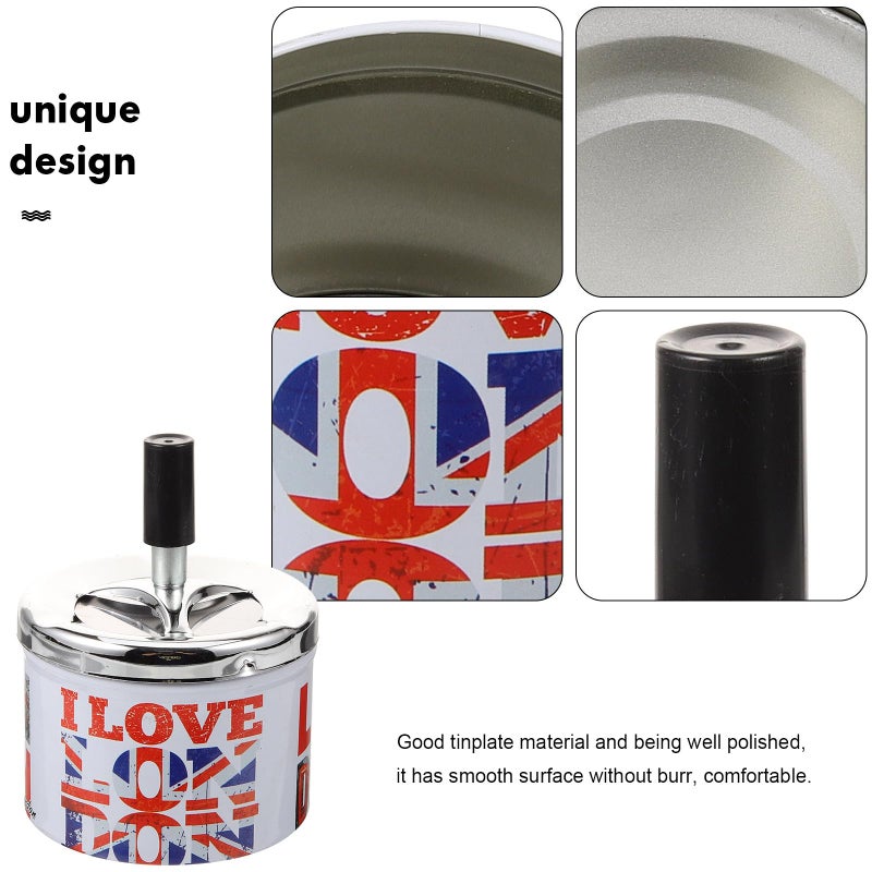 Stainless Steel Windproof Ashtray with Lid Portable for Home Outdoor Automatic Extinguishing - Image 4