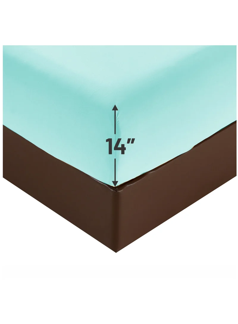 دوناتيلا ملاءة سرير من الألياف الدقيقة سادة مقاس واحد، قطعة واحدة، 120×203+30 سم