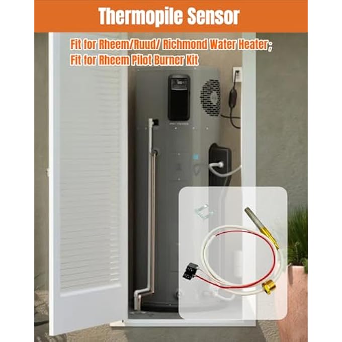 LP THERMOPILE SENSOR PILOT BURNER KIT FIT FOR RHEEM/RUUD/RICHMOND WATER HEATERS SP20824 SP20754 SP21058 SP20800 SP21096 SP20739,OVER 750MV - Image 2