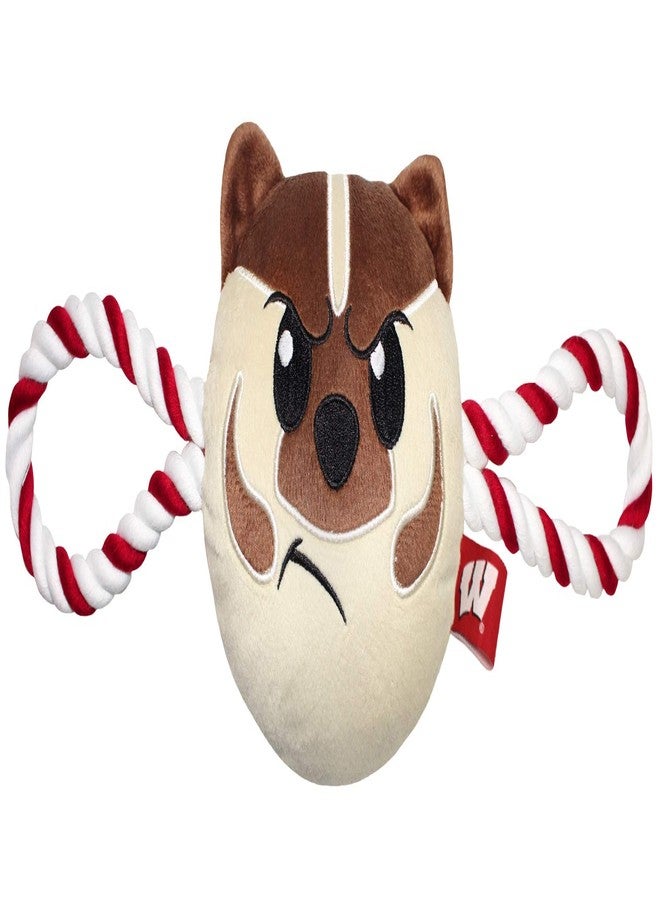 Pets First NCAA Wisconsin Badgers Nylon Mascot Dog Toy with Tough Dog Ropes & Inner Squeaker in Bright Team Colors