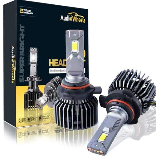 Audio Wheels 9005 LED Headlight Bulbs – 160W High-Performance Lighting, 16,000 Lumens Brightness, 6000K Cool White Glow for Maximum Visibility and Quick Installation. - Image 1