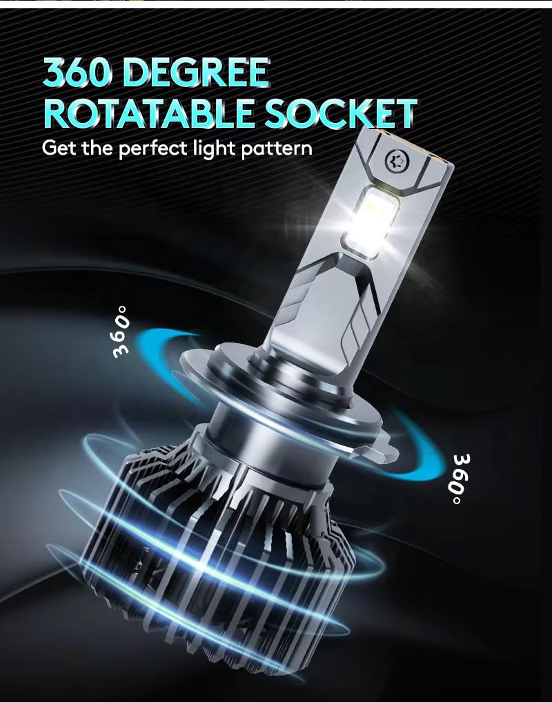 Audio Wheels 9005 LED Headlight Bulbs – 160W High-Performance Lighting, 16,000 Lumens Brightness, 6000K Cool White Glow for Maximum Visibility and Quick Installation. - Image 4