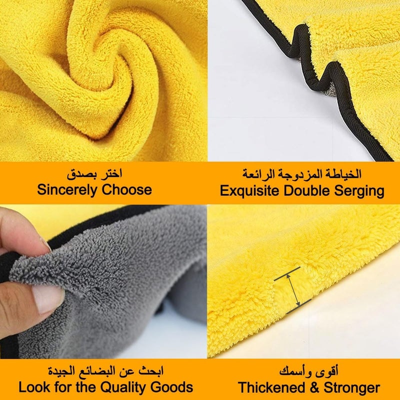 Cestbella Car Drying Towel 40x30cm 5Pack, 800GSM Super Absorbent Microfiber Car Cleaning Cloth, Lint Free Scratch Resistant Auto Detailing Towel 2 Color Reusable Auto Wash Cloth for Vehicle Window Kitchen Glass - Image 2