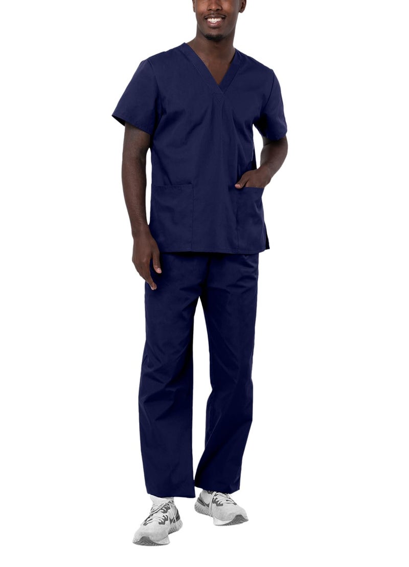 Adar Uniforms, Universal Unisex Scrubs - Unisex Drawstring Scrub Set - 701 - Navy - XL - Image 1
