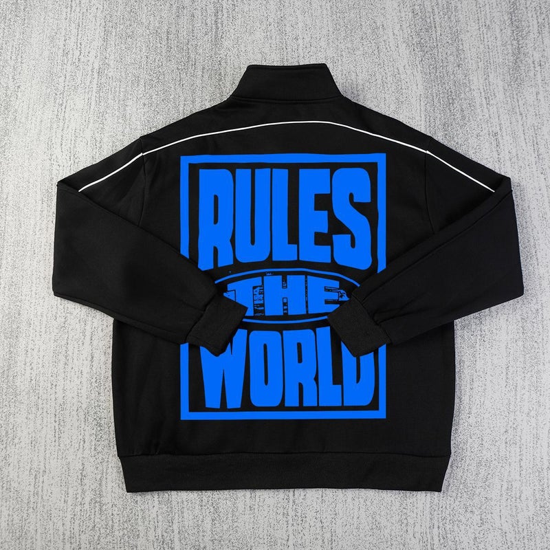 Beautiful Trendy Corteiz Alcatraz Island American Style Vintage Printed Jacket Collar Fleece-Lining Suit Zipper High Street Men'S Suit - Image 3