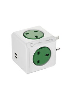 Allocacoc PowerCube Original 4 Sockets 2 USB Ports Green  - Image 1