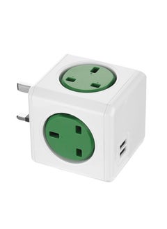 Allocacoc PowerCube Original 4 Sockets 2 USB Ports Green  - Image 3