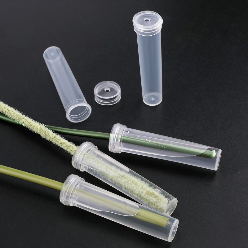 AIEX 48pcs Reusable Plastic Flower Tubes with Silicone Cap for Flower Plants 7.2 x 1.8 cm/2.8 x 0.7 inches (Transparent) - Image 3