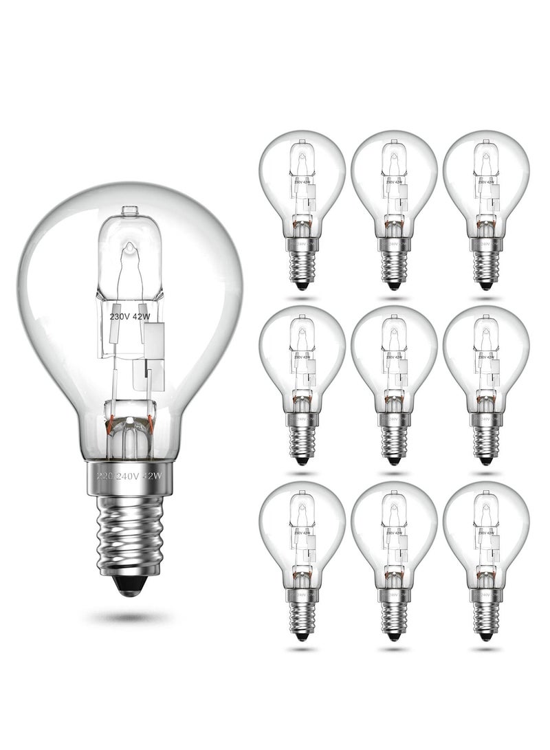 E14 Halogen Golf Ball Bulb Dimmable, 42W G45 Small Edison Screw Globe Light Bulb 240V Classic Mini Globes Clear Round Light Bulbs Warm White 2700K (10-Pack )  - Image 1