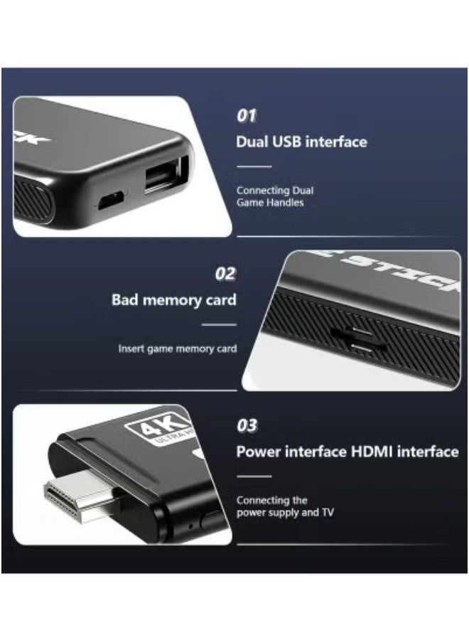Game Stick 4K HDMI Retro Video Game Console – 20,000+ Built-in Classic Games | Plug & Play Home Gaming System for TV | Includes 2.4G Dual Wireless Controllers | Supports PS1/FC/GBA/Arcade Emulators | Compact Family Console for Kids & Adults  - Image 2