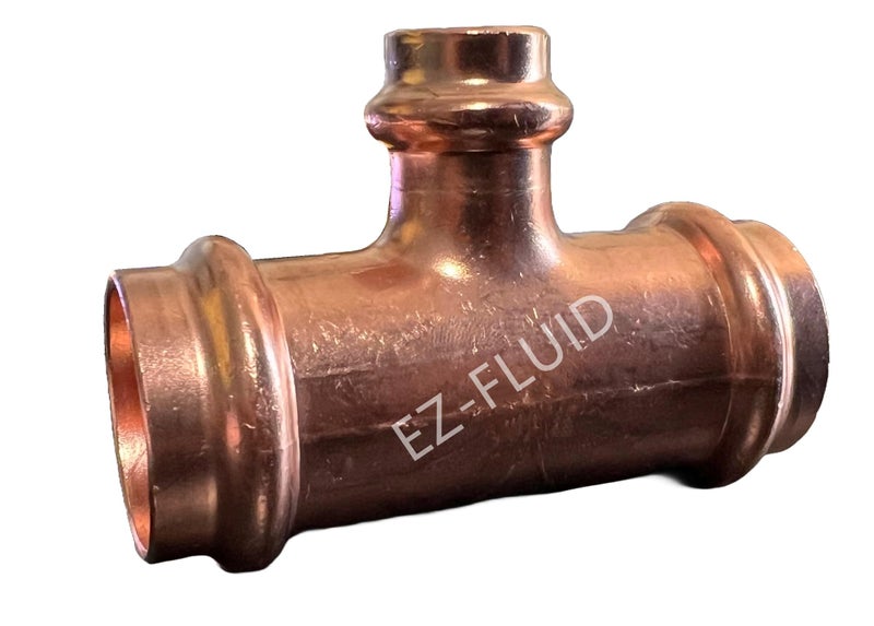EZ-FLUID 10PK EZFLUID 34 X 12 Heavy Duty Copper Press Reducing Tee FittingHeavy Duty No Lead Copper Pressure Press 3 Way Reducer Tee Fittings withPro Press Pipe Plumbing Connection - Image 2