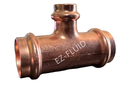 EZ-FLUID 10PK EZFLUID 34 X 12 Heavy Duty Copper Press Reducing Tee FittingHeavy Duty No Lead Copper Pressure Press 3 Way Reducer Tee Fittings withPro Press Pipe Plumbing Connection - Image 1