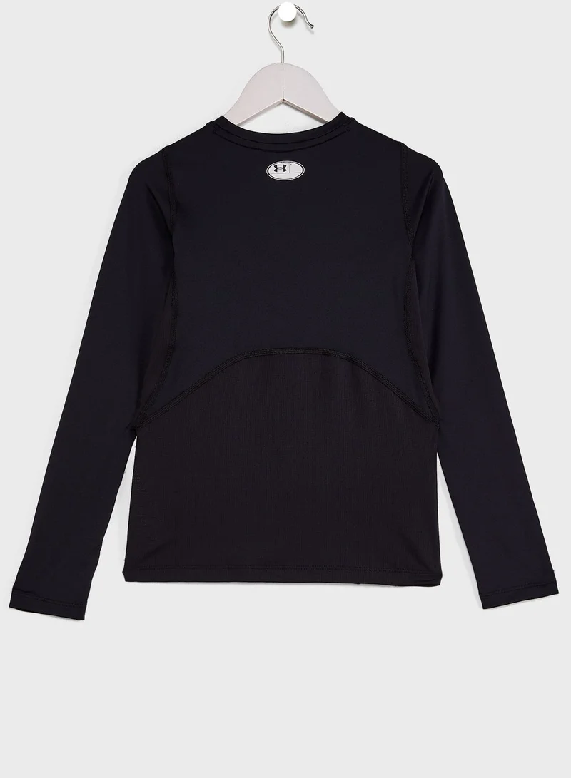UNDER ARMOUR Boys' HeatGear Armour Fitted Long Sleeve Top