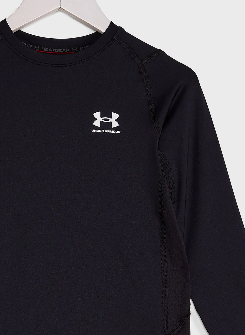 UNDER ARMOUR Boys' HeatGear Armour Fitted Long Sleeve Top