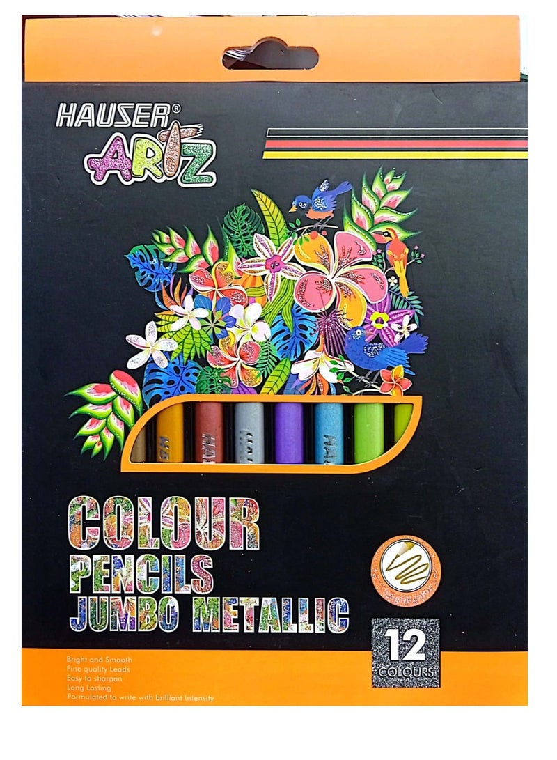 HAUSER ARTZ Metallic Jumbo Colored Pencils Multicolor Pack Of 12 - Image 1