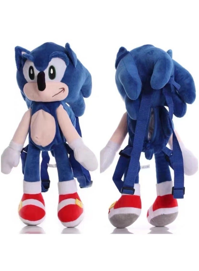 Big Head Super Sonic Plush Toy Tailsnak Hedgehog Doll Children PP Cotton Filling Simulation Plush Toys From Mainland China-Color:46cm Blue Backpack-Height:Ordinary Packaging - Image 1
