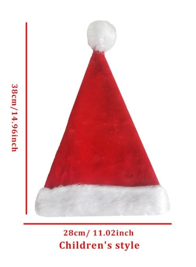 GGEROU قبعة سانتا للجنسين قبعة عيد الميلاد قبعات سانتا الفخمة للأطفال والبالغين قبعة سانتا التقليدية الحمراء مع شريط ضوء LED - Image 5