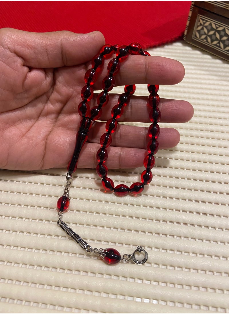 just naturals - Small Faturan Bakelite Prayer Beads For Men 33 Beads Size 8mm x 10.5mm - Image 1
