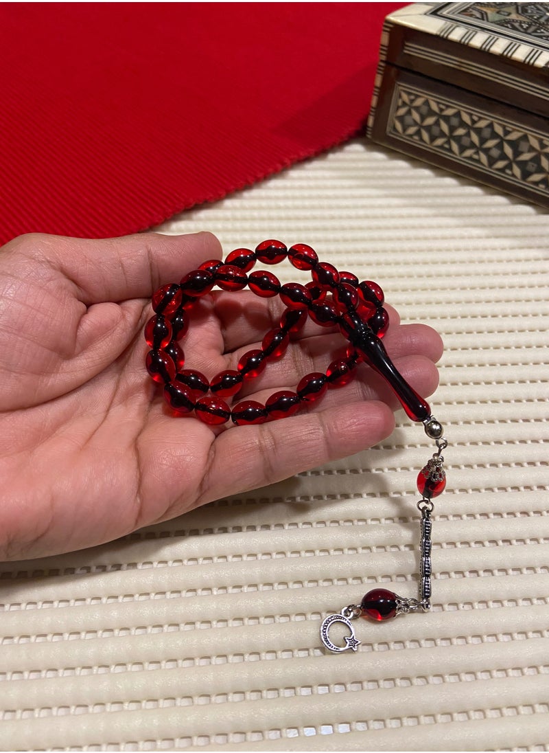 just naturals - Small Faturan Bakelite Prayer Beads For Men 33 Beads Size 8mm x 10.5mm - Image 1
