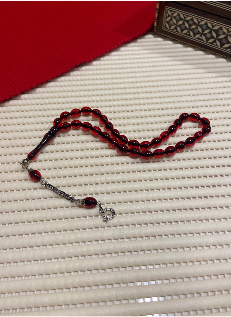 just naturals - Small Faturan Bakelite Prayer Beads For Men 33 Beads Size 8mm x 10.5mm - Image 1