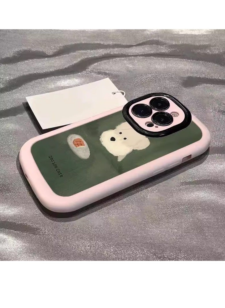 NIBEMINENT Oil Painting Beauty Dog Protective TPU Case Cover For iPhone 16 Plus, Pink