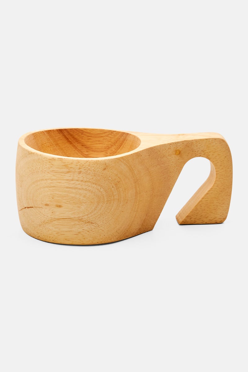 Muy Mucho وعاء خشبي بمقبض 6 سم ارتفاع × 14 سم طول × 9 سم عرض، تان - Image 1