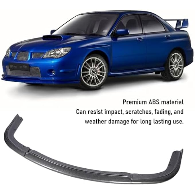 Luocute 3pcs Front Bumper Lip Spoiler Splitter, Unpainted Front Bumper Lip Dam Chin Splitter Protector for STI 2006 2007, Improve Aerodynamics Chin Spoiler Replacement (Carbon Fiber Style) - Image 3