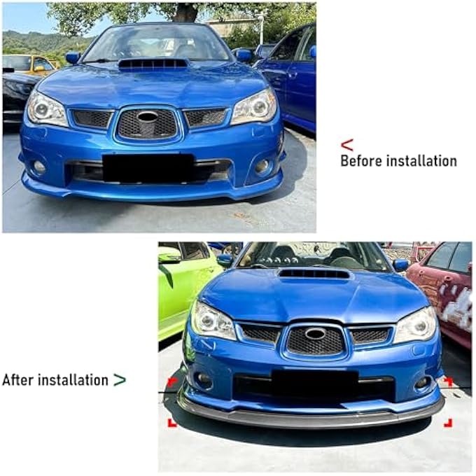 Luocute 3pcs Front Bumper Lip Spoiler Splitter, Unpainted Front Bumper Lip Dam Chin Splitter Protector for STI 2006 2007, Improve Aerodynamics Chin Spoiler Replacement (Carbon Fiber Style) - Image 2