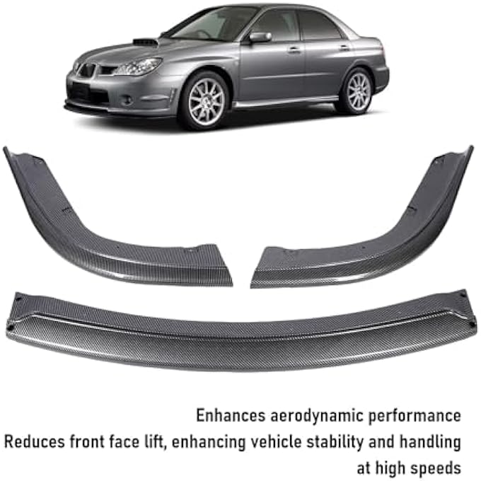Luocute 3pcs Front Bumper Lip Spoiler Splitter, Unpainted Front Bumper Lip Dam Chin Splitter Protector for STI 2006 2007, Improve Aerodynamics Chin Spoiler Replacement (Carbon Fiber Style) - Image 5